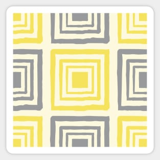 seamless repeating pattern with square shapes in yellow and grey on cream background Sticker